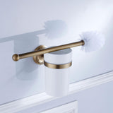 Maxbell Bathroom Wall Mounted Brass Toilet Clean Brush Holder with Ceramic Cup Set