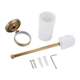 Maxbell Bathroom Wall Mounted Brass Toilet Clean Brush Holder with Ceramic Cup Set