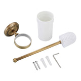 Maxbell Bathroom Wall Mounted Brass Toilet Clean Brush Holder with Ceramic Cup Set