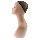 Maxbell Plastic Female Mannequin Head Manikin Model Stand for Glasses Hat Wig Scarves Display with Net Cap