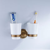 Maxbell Toothbrush Cup Holder Bathroom Hardware with Double Ceramic Cups Hanger