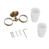 Maxbell Toothbrush Cup Holder Bathroom Hardware with Double Ceramic Cups Hanger