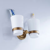 Maxbell Toothbrush Cup Holder Bathroom Hardware with Double Ceramic Cups Hanger