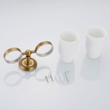 Maxbell Toothbrush Cup Holder Bathroom Hardware with Double Ceramic Cups Hanger