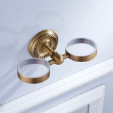 Maxbell Toothbrush Cup Holder Bathroom Hardware with Double Ceramic Cups Hanger