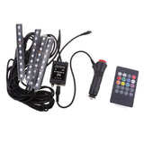 Maxbell 4 In 1 Car 9LED Remote Music Voice Control Colorful RGB Floor Atmosphere Light