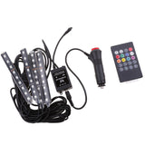 Maxbell 4 In 1 Car 9LED Remote Music Voice Control Colorful RGB Floor Atmosphere Light