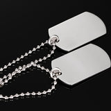 Maxbell Plain Silver Tone Stainless Steel Double Dog Tag Beads Chain Necklace Pendant Women Men Fashion Jewelry