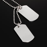 Maxbell Plain Silver Tone Stainless Steel Double Dog Tag Beads Chain Necklace Pendant Women Men Fashion Jewelry