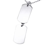 Maxbell Plain Silver Tone Stainless Steel Double Dog Tag Beads Chain Necklace Pendant Women Men Fashion Jewelry