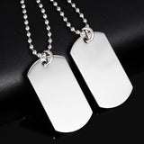 Maxbell Plain Silver Tone Stainless Steel Double Dog Tag Beads Chain Necklace Pendant Women Men Fashion Jewelry