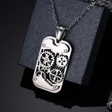 Maxbell Biker Punk Stainless Steel Mens Chain Necklace Gear Dog Tag Mechanical Jewelry Necklace