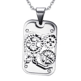 Maxbell Biker Punk Stainless Steel Mens Chain Necklace Gear Dog Tag Mechanical Jewelry Necklace