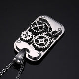 Maxbell Biker Punk Stainless Steel Mens Chain Necklace Gear Dog Tag Mechanical Jewelry Necklace