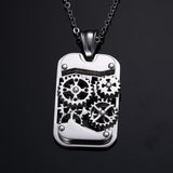 Maxbell Biker Punk Stainless Steel Mens Chain Necklace Gear Dog Tag Mechanical Jewelry Necklace