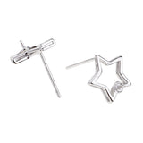 Maxbell 1 Pair of Sterling 925 Silver Star Ear Stud Earring Findings Bases DIY Jewelry