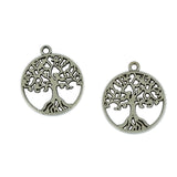 Maxbell 20 Pieces/ Lot Antique Silver Filigree Hollow Leaf Tree Of Life DIY Charms Beads Family Friends Xmas Crafts Gift