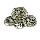 Maxbell 20 Pieces/ Lot Antique Silver Filigree Hollow Leaf Tree Of Life DIY Charms Beads Family Friends Xmas Crafts Gift