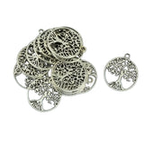 Maxbell 20 Pieces/ Lot Antique Silver Filigree Hollow Leaf Tree Of Life DIY Charms Beads Family Friends Xmas Crafts Gift