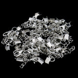 Maxbell 20 Sets Vintage Silver Ends Clip Beads Lobster Clasp Clip Ends Extender Chain