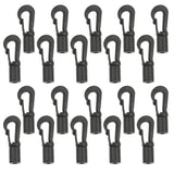 Maxbell 20 Pieces Black Plastic Bungee Hooks Elastic Shock Cord Ends Snaps Boat Canoe Kayak DIY Accessories