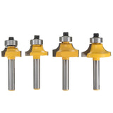 Maxbell 1/4'' Shank Round Over Router Bit Set 1/2'', 3/8'', 1/4'', 1/8'' Radius Wood Cutting Tool