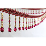 Maxbell Beaded Fringe Trim with Teardrop Dangling Braid Lace Edging Home DIY Craft 13y, Red