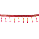 Maxbell Beaded Fringe Trim with Teardrop Dangling Braid Lace Edging Home DIY Craft 13y, Red