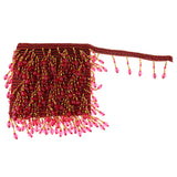 Maxbell Beaded Fringe Trim with Teardrop Dangling Braid Lace Edging Home DIY Craft 13y, Red