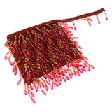 Maxbell Beaded Fringe Trim with Teardrop Dangling Braid Lace Edging Home DIY Craft 13y, Red