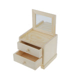 Maxbell Unfinished Wooden Jewelry Storage Box 2 Drawers with Mirror for Arts Crafts Home Décor