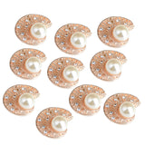 Maxbell 10 Piece Shell Shape Crystal Pearl Button Findings for DIY Jewelry Making Crafts Gold