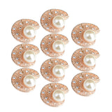 Maxbell 10 Piece Shell Shape Crystal Pearl Button Findings for DIY Jewelry Making Crafts Gold