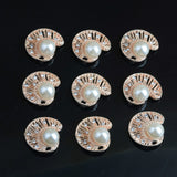 Maxbell 10 Piece Shell Shape Crystal Pearl Button Findings for DIY Jewelry Making Crafts Gold