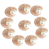 Maxbell 10 Piece Shell Shape Crystal Pearl Button Findings for DIY Jewelry Making Crafts Gold