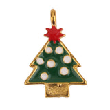 Maxbell 11 Pieces Gold Enamel Christmas Charms Snowflake Christmas Tree Santa Claus Charm Pendant Jewelry Beads Crafts