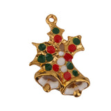 Maxbell 11 Pieces Gold Enamel Christmas Charms Snowflake Christmas Tree Santa Claus Charm Pendant Jewelry Beads Crafts