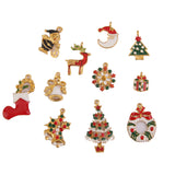 Maxbell 11 Pieces Gold Enamel Christmas Charms Snowflake Christmas Tree Santa Claus Charm Pendant Jewelry Beads Crafts