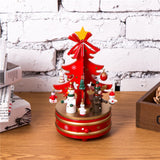 Maxbell Christmas Music Tree Music Box Kids Xmas Toy Gift Snowman Clockwork Toys Xmas Gift Ornament Decor Red