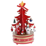 Maxbell Christmas Music Tree Music Box Kids Xmas Toy Gift Snowman Clockwork Toys Xmas Gift Ornament Decor Red