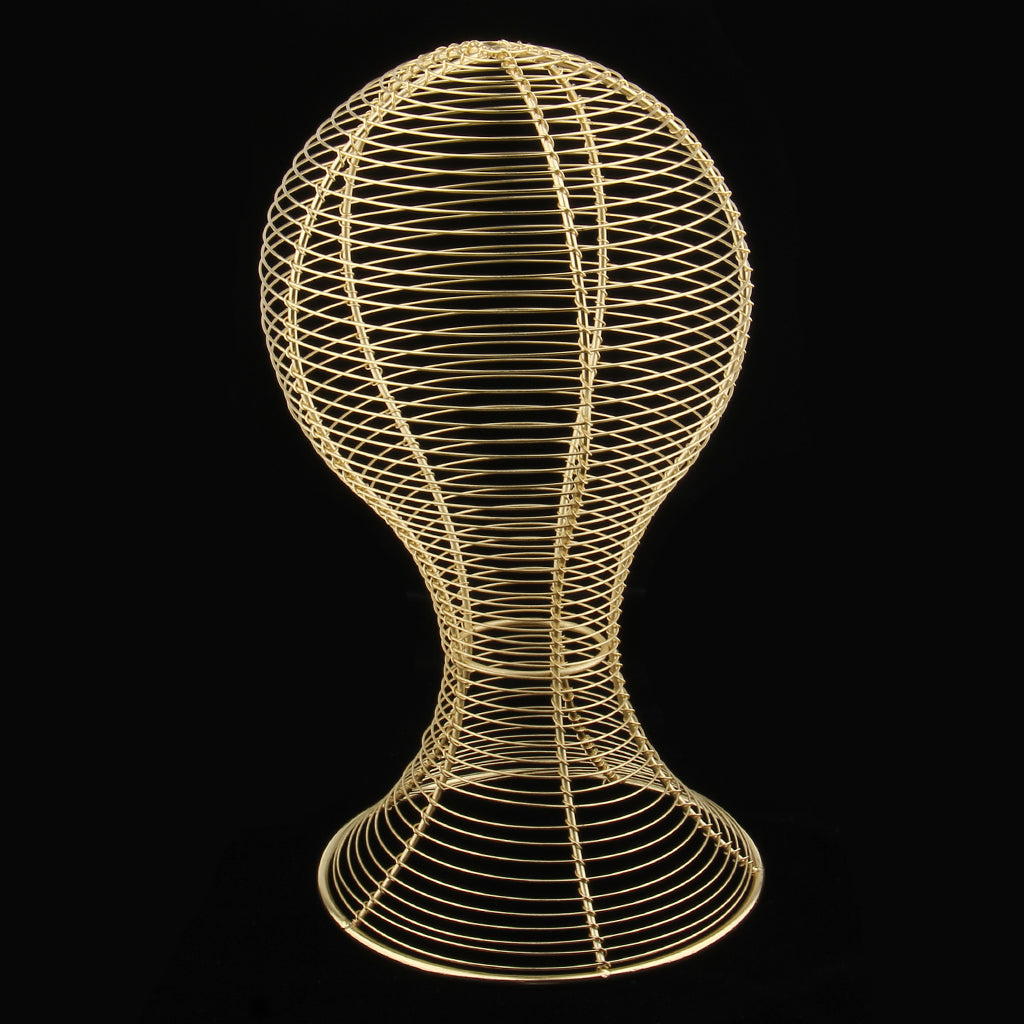 Maxbell Metal Hat Cap Helmet Rack Hair Wigs Holder Drying Storage Display Stand Gold
