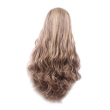 Maxbell 28 Inch Women's Wig Long Curly Wavy Middle Parting Premium Synthetic Hair Wig with Free Wig Cap