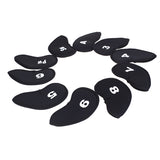 Maxbell Golf Club Damage Protection Iron Putter Head Cover Set Nylon Protection Case Golf Sports Accessories Pack of 10PCS- Black