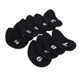 Maxbell Golf Club Damage Protection Iron Putter Head Cover Set Nylon Protection Case Golf Sports Accessories Pack of 10PCS- Black