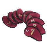 Maxbell Golf Club Damage Protection Iron Putter Head Cover Set Nylon Protection Case Golf Sports Accessories Pack of 9PCS- Red