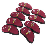 Maxbell Golf Club Damage Protection Iron Putter Head Cover Set Nylon Protection Case Golf Sports Accessories Pack of 9PCS- Red