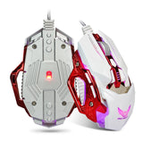 Maxbell Programmable 8 Keys Breathing LED light Wired Gaming Mouse USB for Computer White