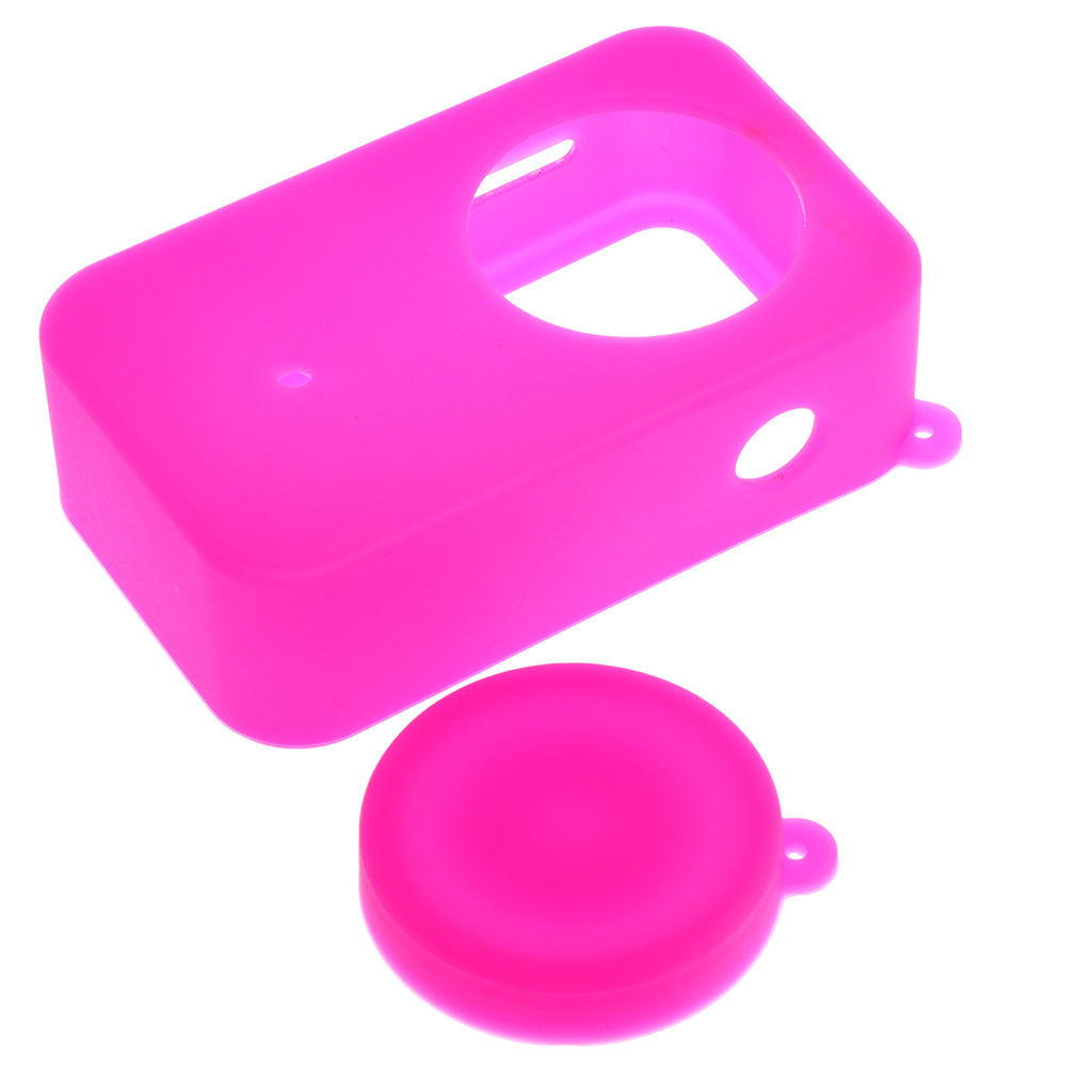 Maxbell Rubber Housing Case Skin Cover & Lens Cap Protector For Xiaomi Mijia Cameras Rose Red