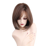 Maxbell Women Ladies Light Brown Mixed White Short Fluffy Straight Full Wig Heat Resistant for Daily Wear/Party Cosplay