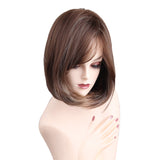 Maxbell Women Ladies Light Brown Mixed White Short Fluffy Straight Full Wig Heat Resistant for Daily Wear/Party Cosplay